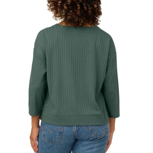 NWT Adrianna Papell Women's  Ribbed Top 3/4 Sleeve, Teal XXL - Picture 2 of 5